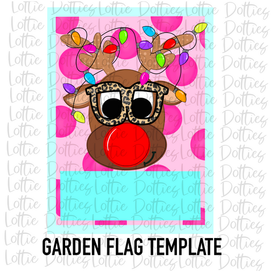 Reindeer Flag Template Png - Christmas Sublimation- Digital Download