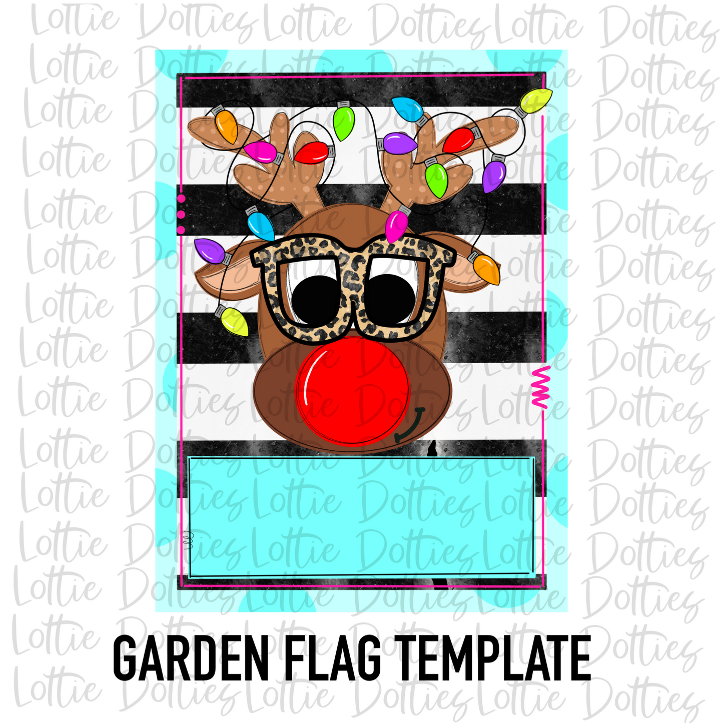 Reindeer Flag Template Png - Christmas Sublimation- Digital Download