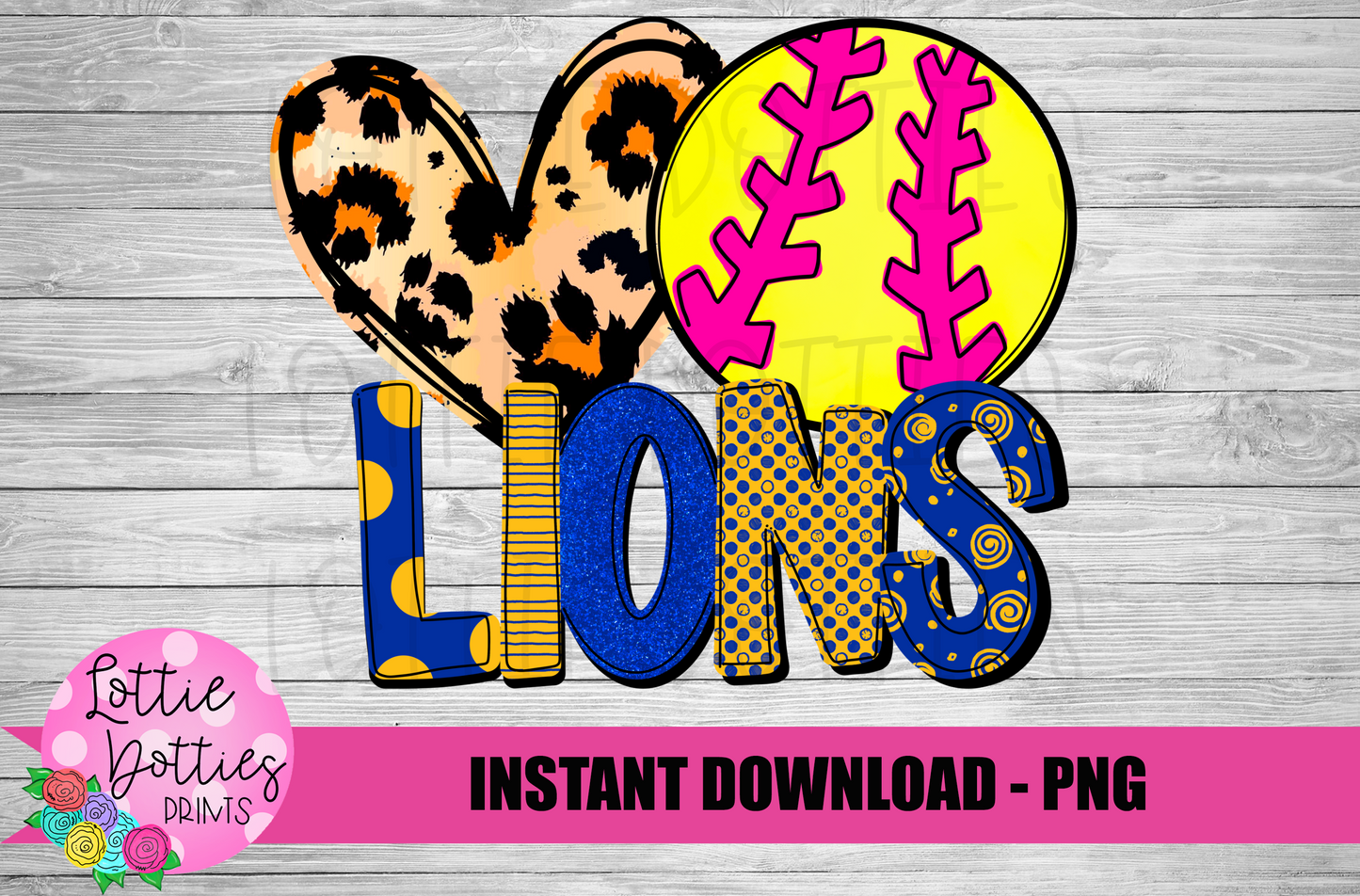 Peace Love Lions Softball PNG - Lions - sublimation design - Digital Download