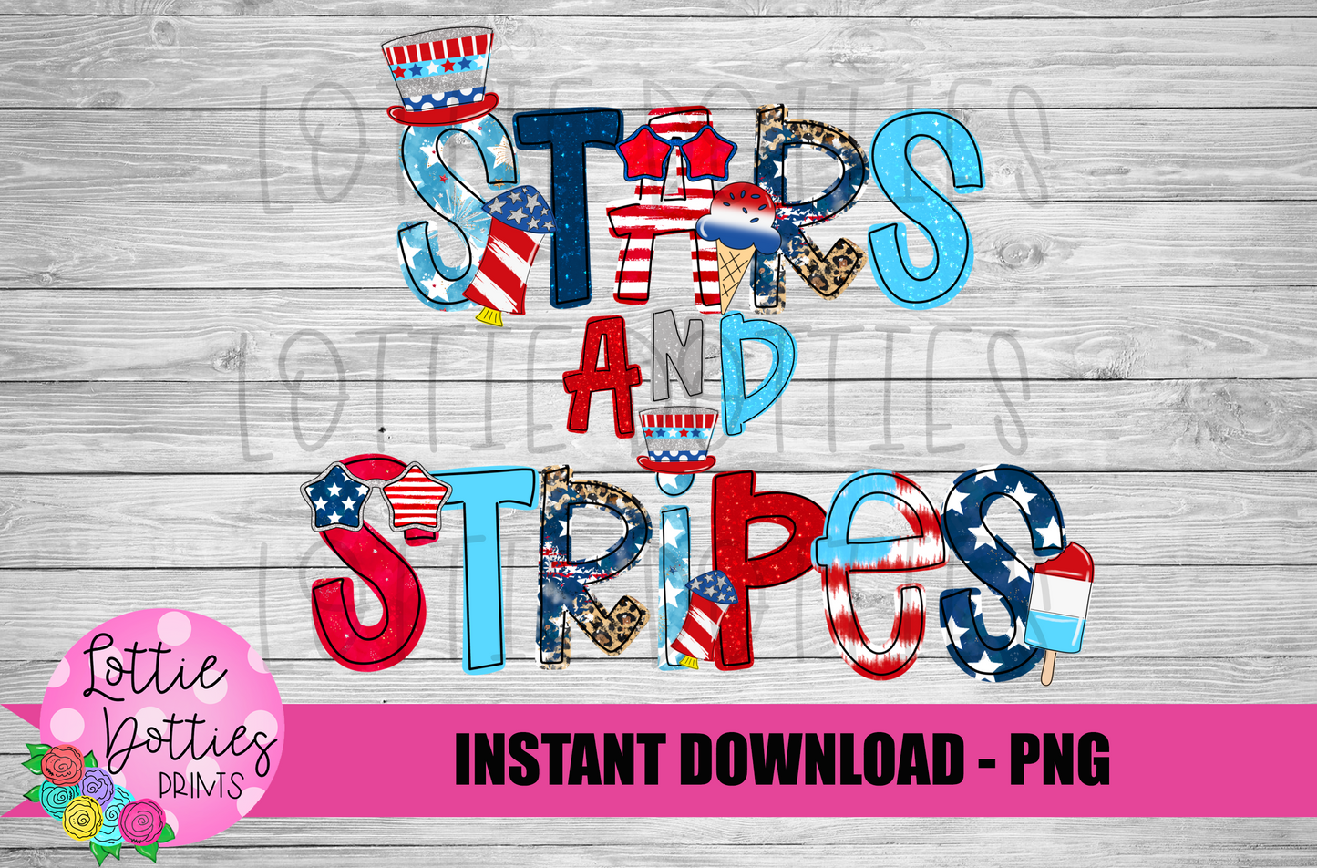 Stars and Stripes - PNG - Patriotic - Sublimation - Digital Download