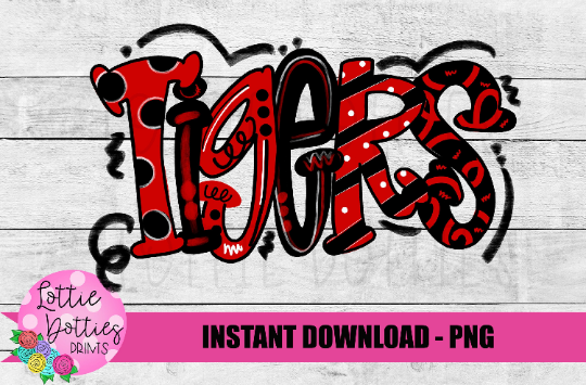 Tigers PNG - Tigers sublimation design - Digital Download - Red and Black