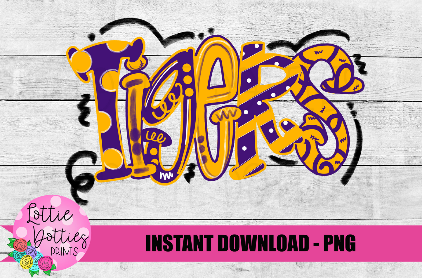 Tigers PNG - Tigers sublimation design - Digital Download - Purple and Gold
