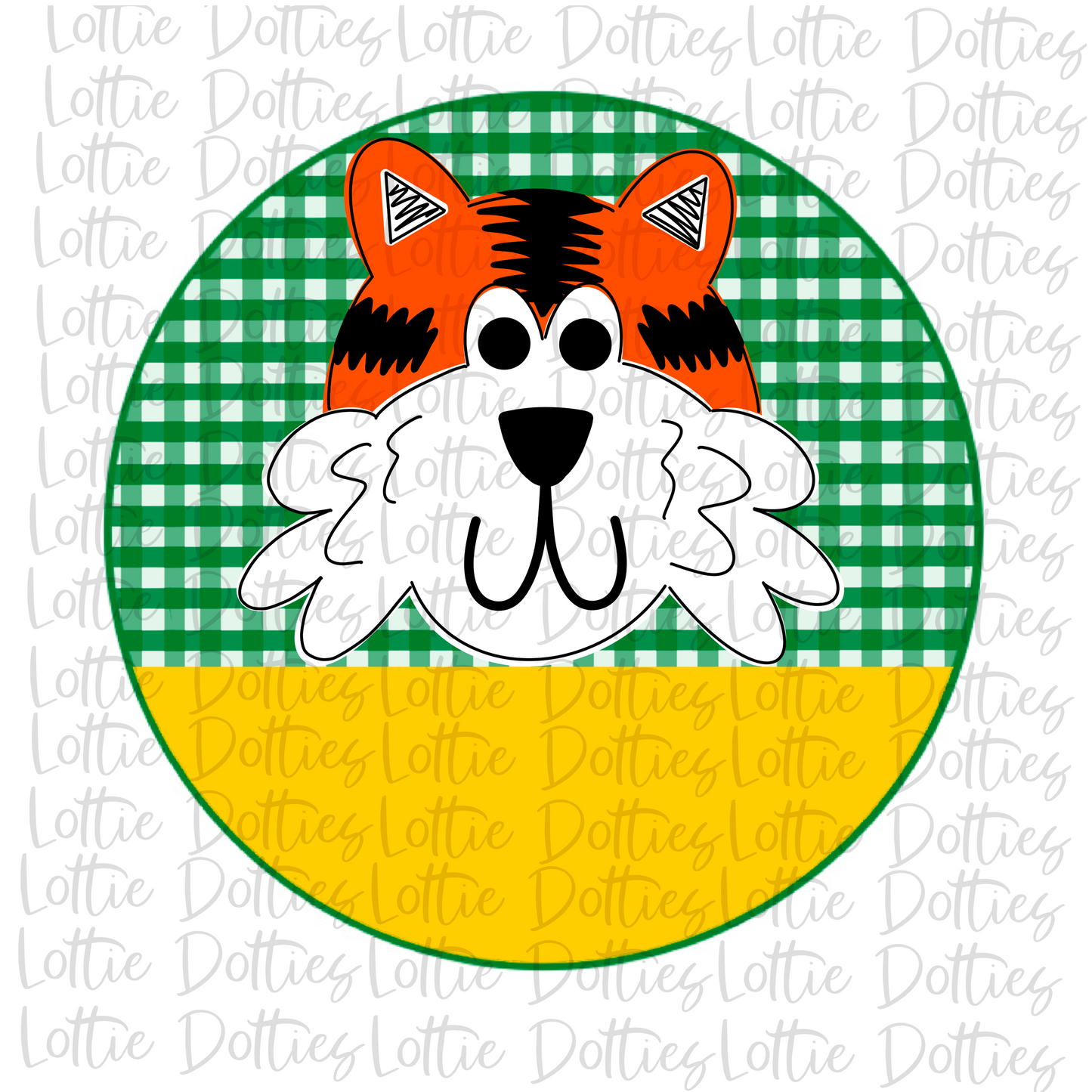 Tiger Circle Png - Tiger Sublimation Design - School Spirit Design - Digital Download - Green and Yellow