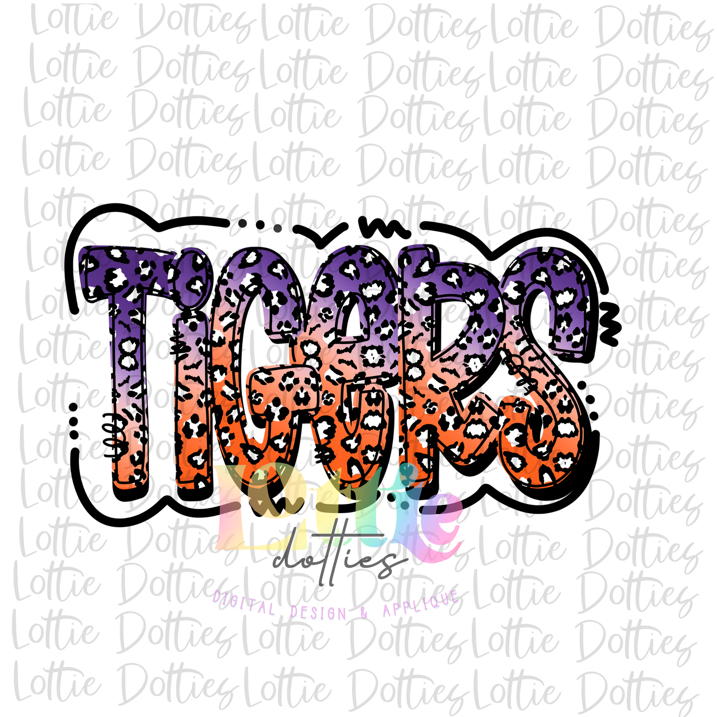 Tigers PNG - Tigers Sublimation Design - Digital Download - Ombre Purple and Orange