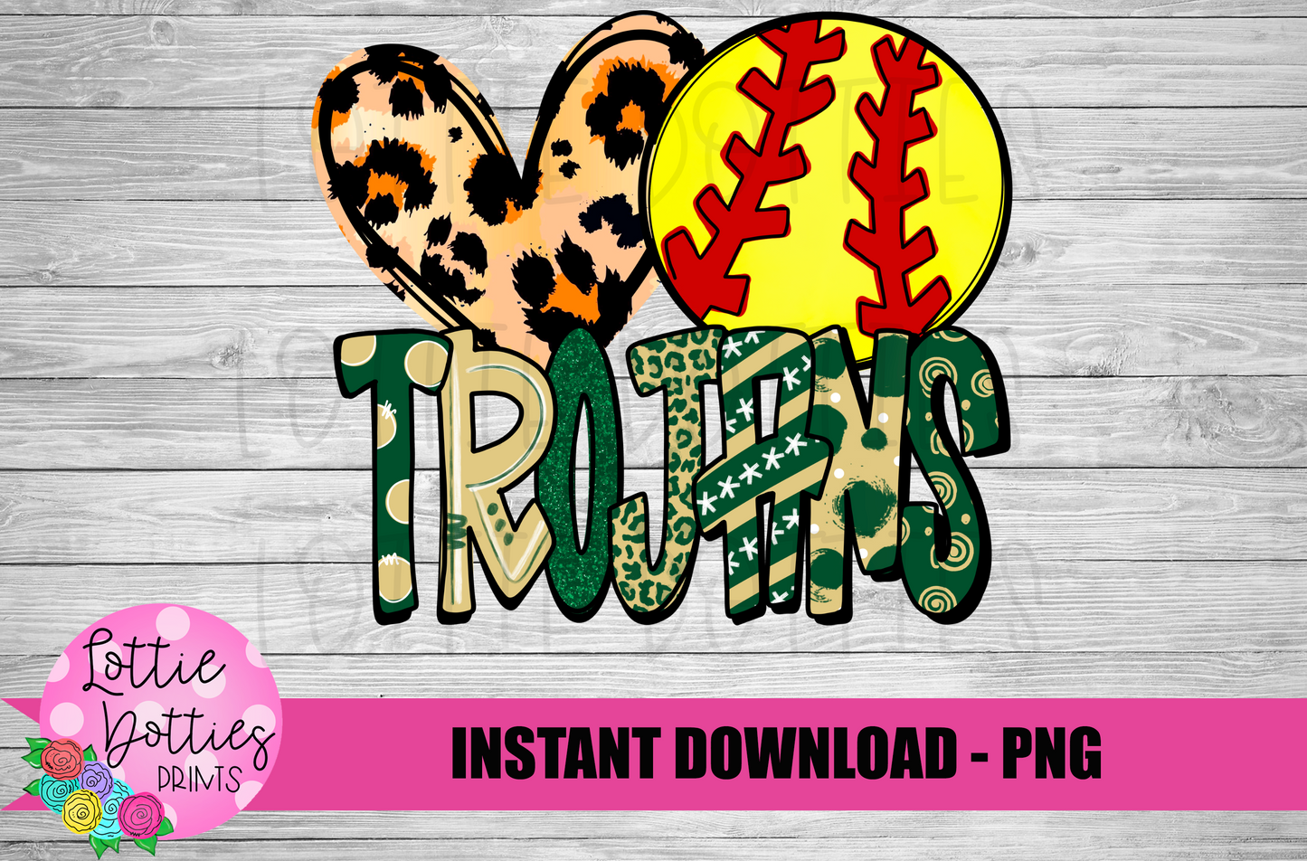 Peace Love Softball Png - Trojans Sublimation Design - Digital Download