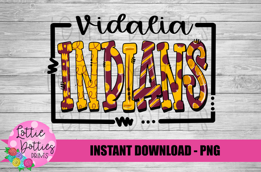Vidalia  Indians PNG -  Indians sublimation design - Digital Download