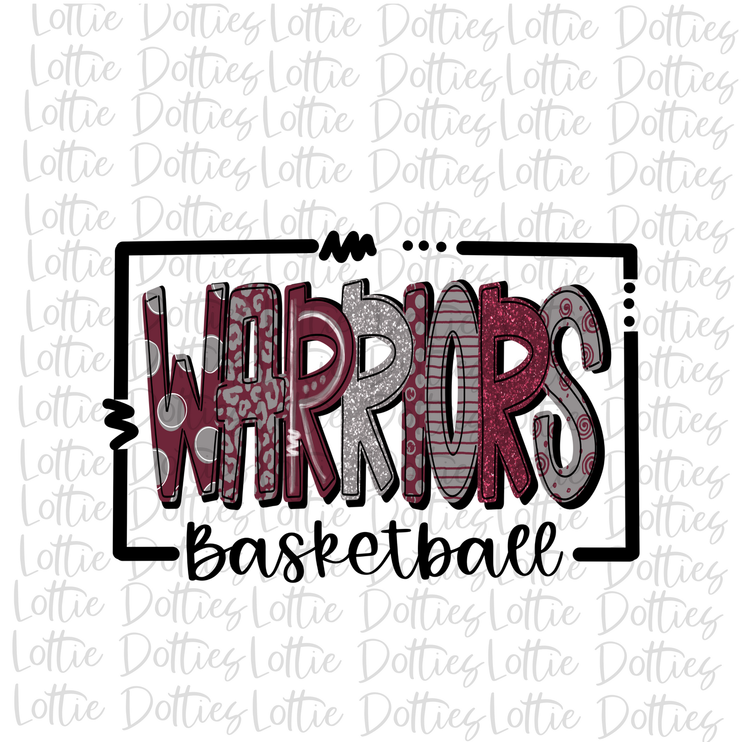 Warriors Basketball Png - Maroon and Gray - Sublimation Design - Digital Download