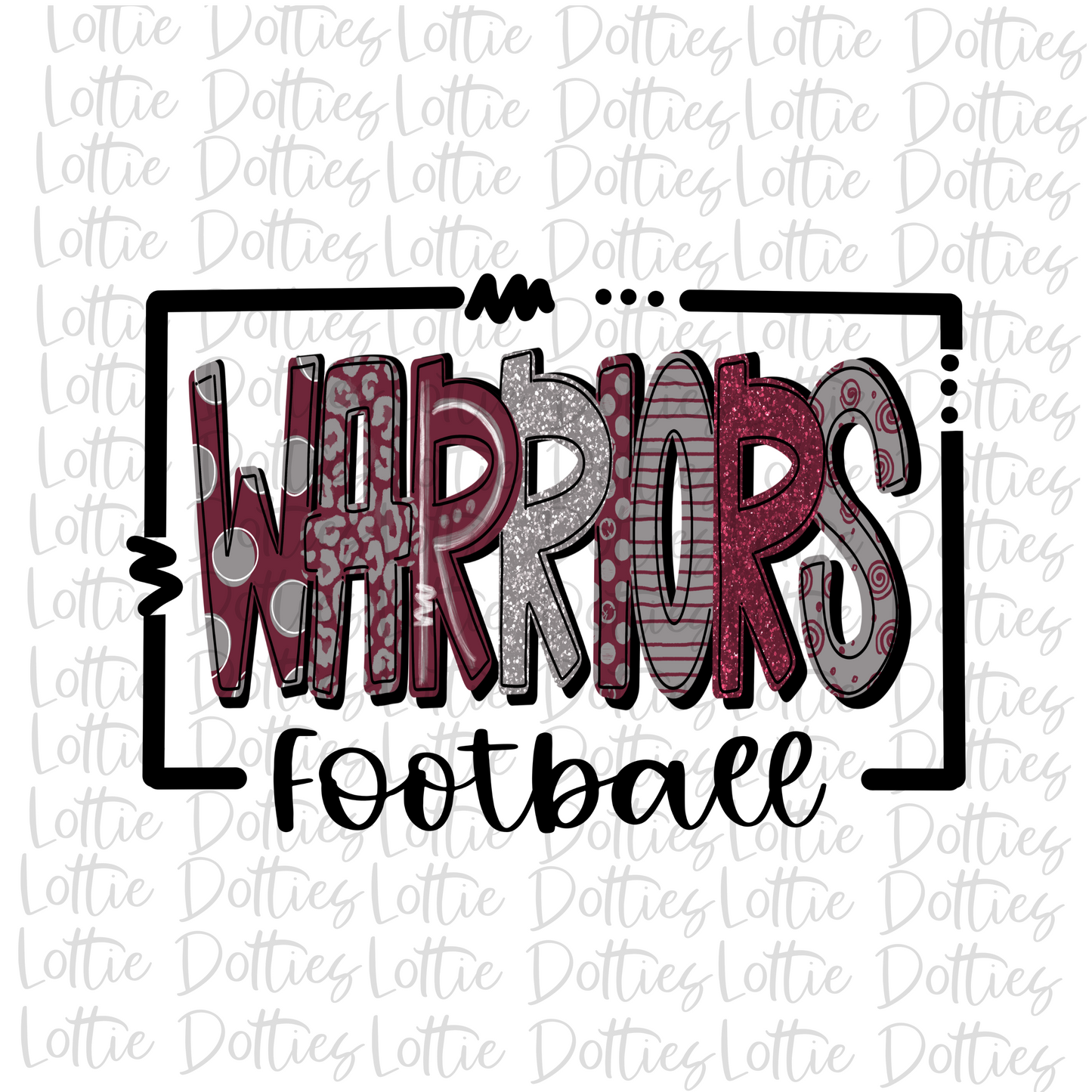 Warriors Football Png - Maroon and Gray - Sublimation Design - Digital Download