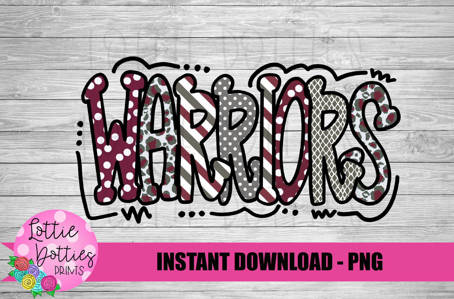 Warriors Football Png - Mascot Sublimation Design - Digital Download