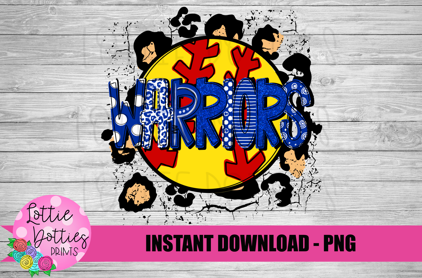 Warriors Softball Png - Mascot Sublimation Design - Digital Download