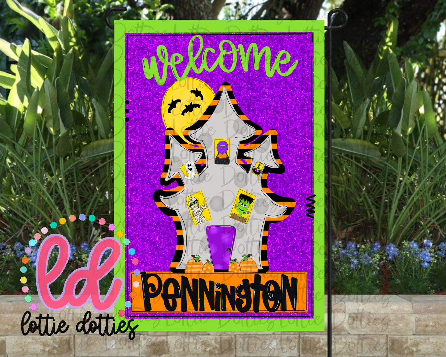 Welcome Haunted House PNG - Halloween Flag Sublimation - Digital Download