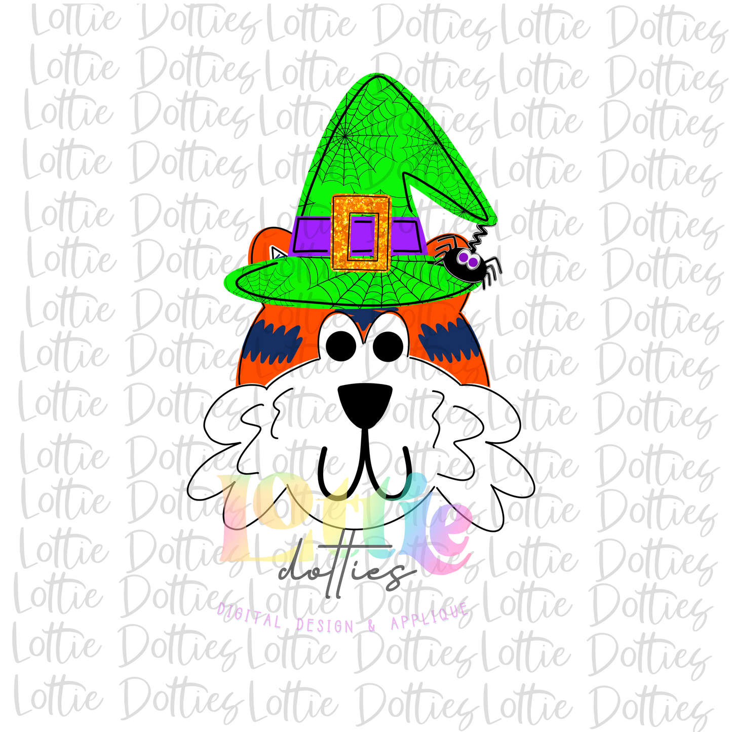 Tiger Halloween Witch Png - Tiger Sublimation Design - Orange and Navy Design - Digital Download