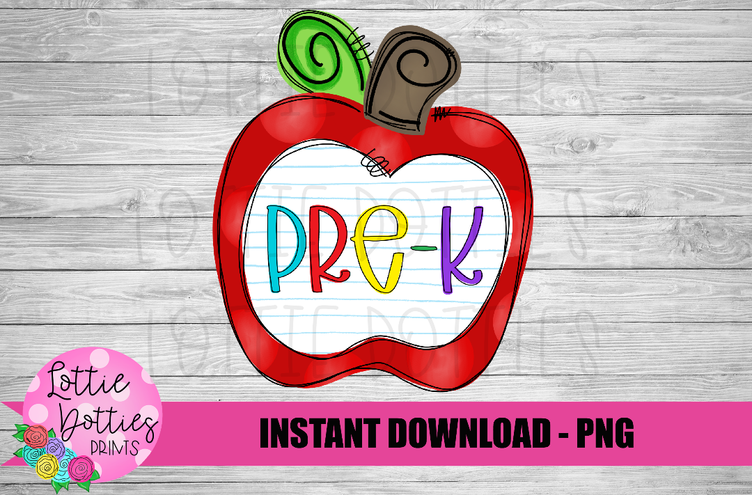 Back to School Sublimation Design- School Png - Apple Png - Pre - K - Digital Download