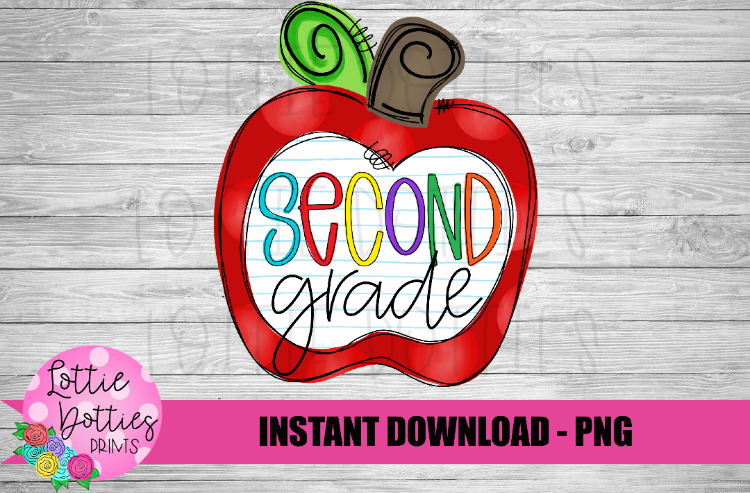 Back to School Sublimation Design- School Png - Apple Png - Second Grade - Digital Download