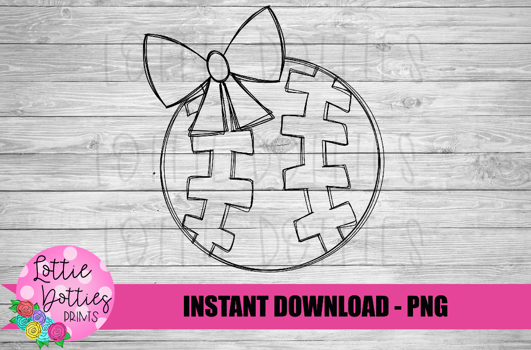 Girl Baseball Png - Girl Baseball Bow Sketch Design - Girl Baseball Bow Design