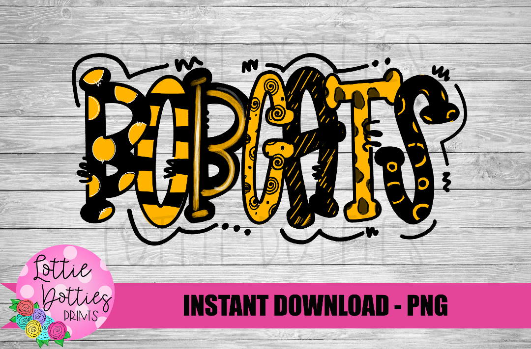 Bobcats PNG - Bobcats sublimation design - Digital Download - Black and Gold