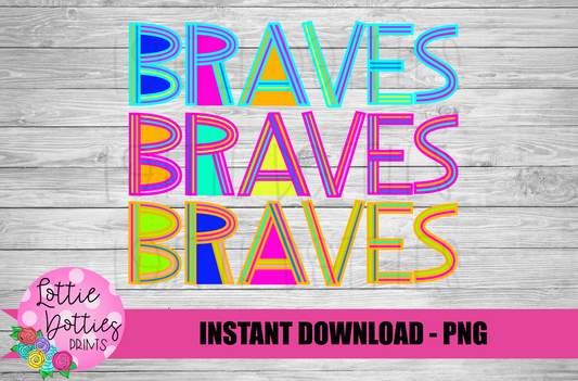 Braves PNG - Braves sublimation design - Digital Download - Neon