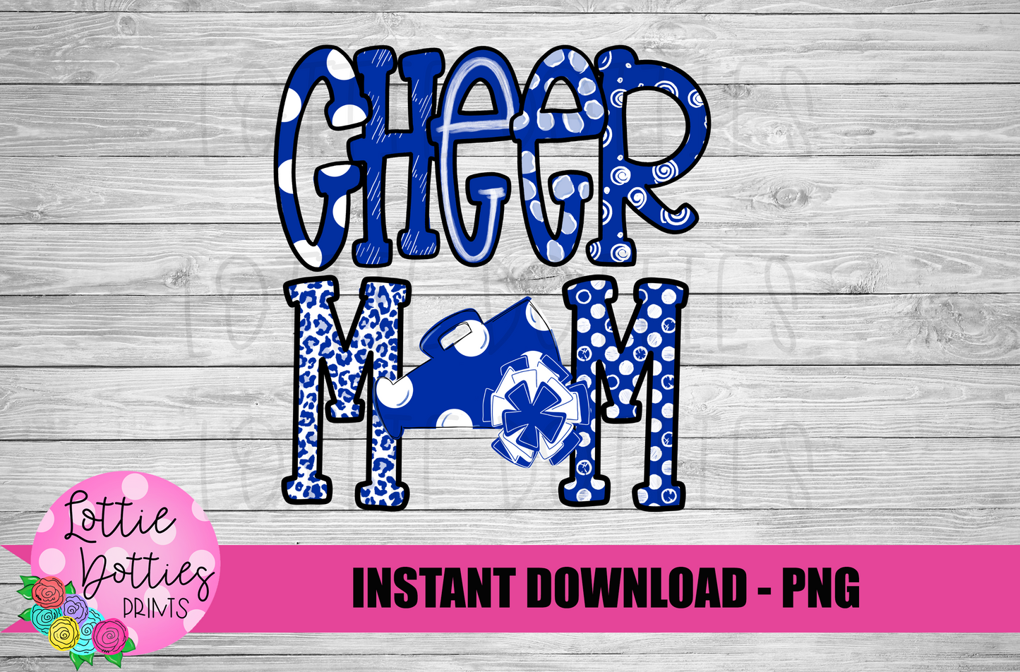 Cheer Mom Png - Cheer Sublimation File - Blue and White - Instant download - Digital Download