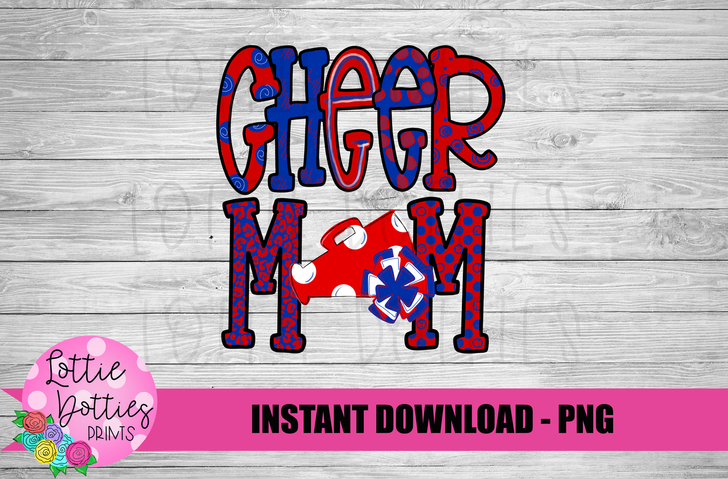 Cheer Mom Png - Cheer Sublimation File - Royal and Red - Instant download - Digital Download