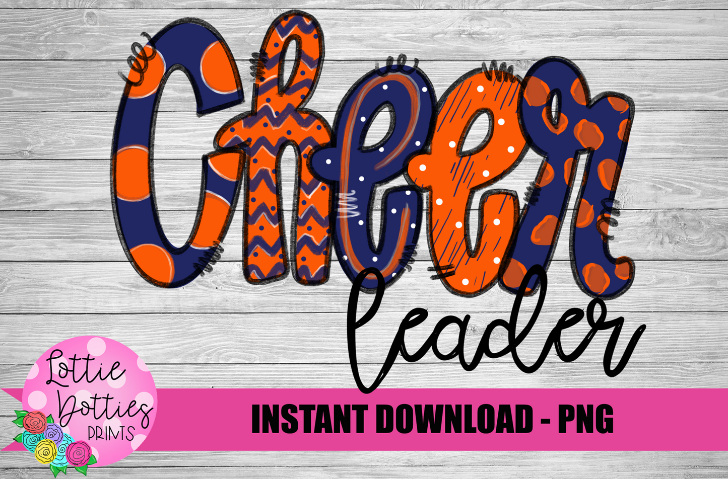 Cheer leader Png - Cheerleader Sublimation File - Navy and Orange - Instant download - Digital Download