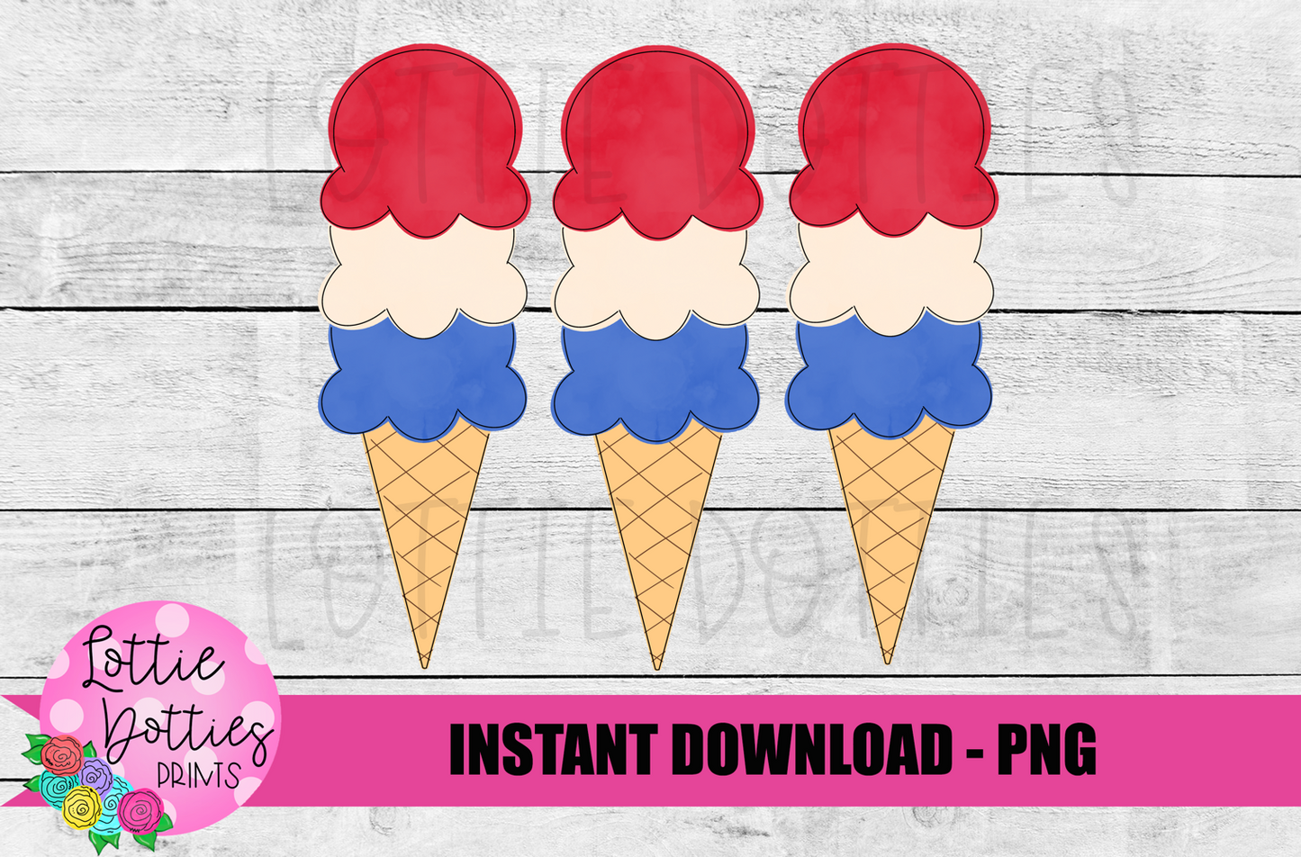 Patriotic Ice Cream Png - Patriotic Sublimation Design - Digital Download