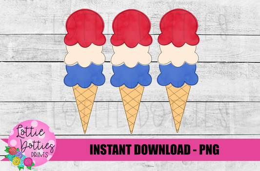 Patriotic Ice Cream Png - Patriotic Sublimation Design - Digital Download