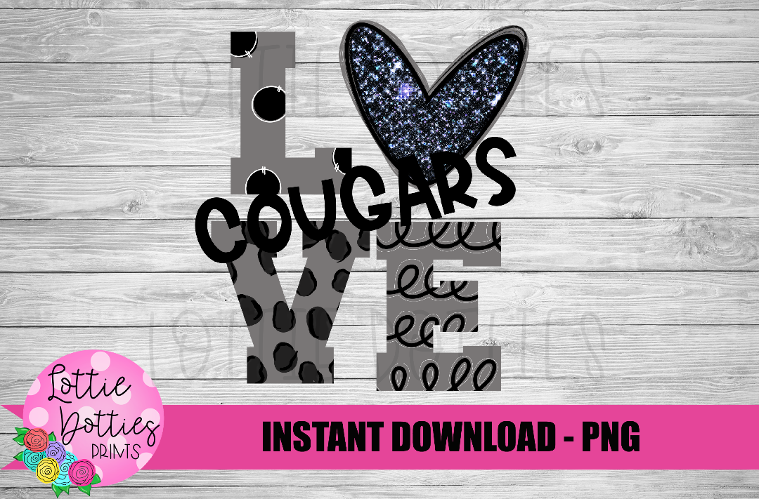 Love Cougars Png - Cougars Sublimation- Digital Download