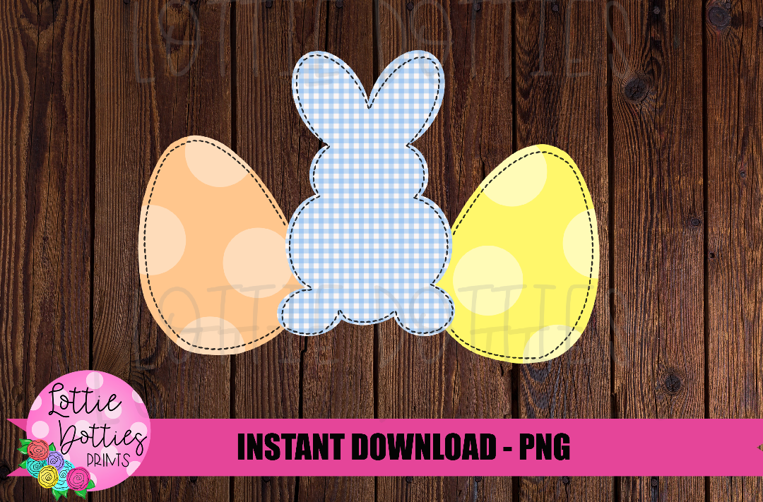 Trio Eggs and Bunny PNG - Digital Download - Easter Png