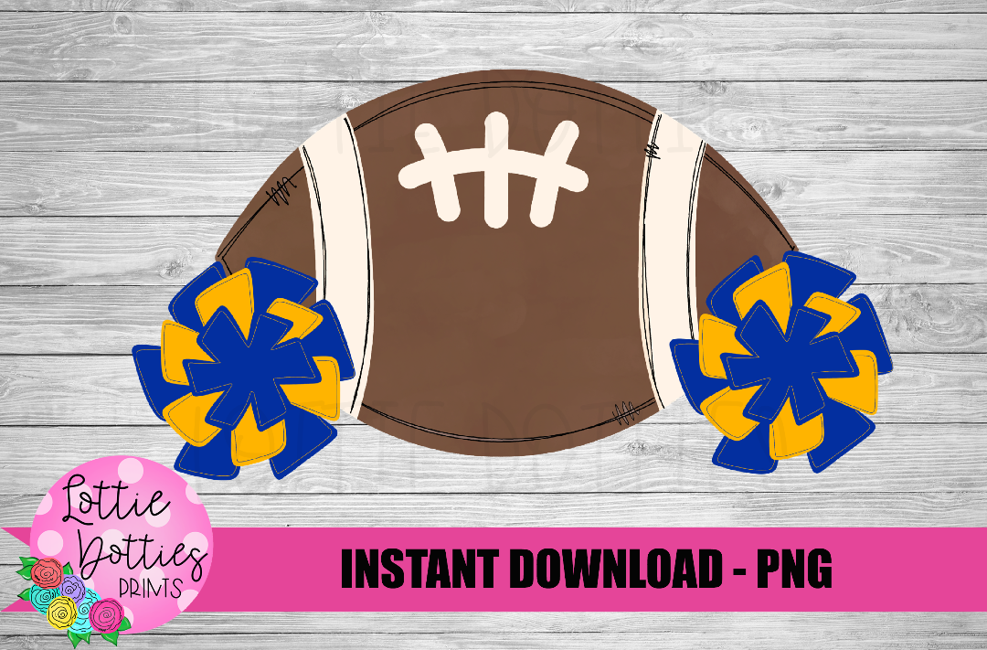 Football Png - Football Sublimation Design - Royal and Gold - Digital Download