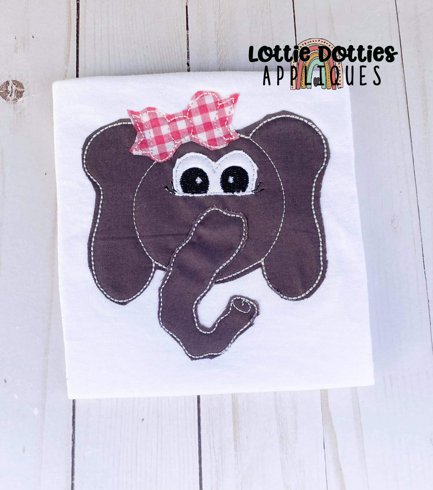 Elephant Girl Applique Design - Machine Embroidery - Instant Download