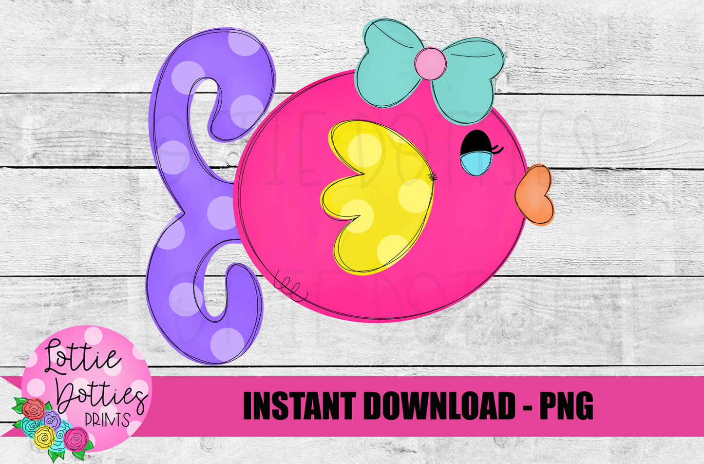 Girl Fish Png - Polka Dot