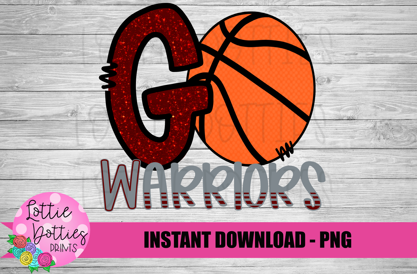 Go Warriors Basketball Png - Mascot Sublimation Design - Digital Download