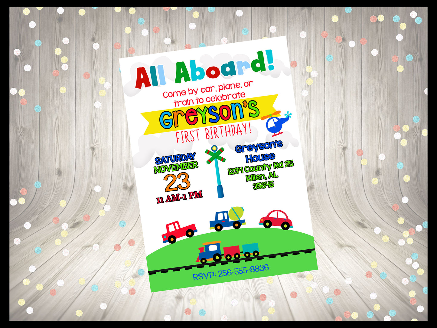 Boys Transportation Invitation - Space Ranger - Digital Download - Party Invite -- Cars -- Trucks -- Trains
