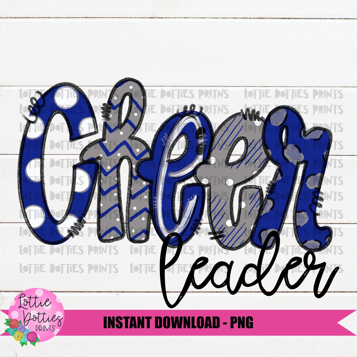 Cheer leader Png - Cheerleader Sublimation File - Royal Blue, White and Gray - Instant download - Digital Download
