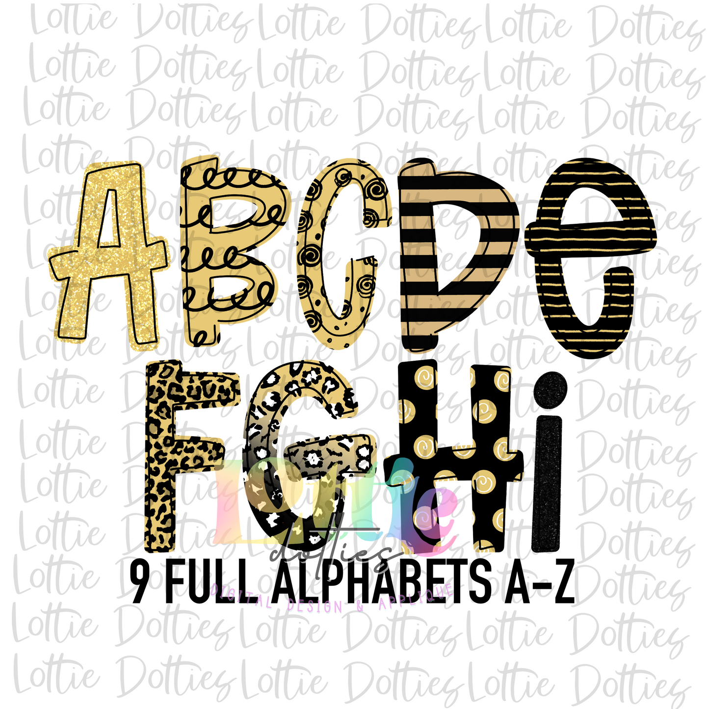 Vegas Gold and Black Hand Lettered Alphabet - Alpha Pack - Alphabet Clipart - Instant Download - Girl Alpha Pack