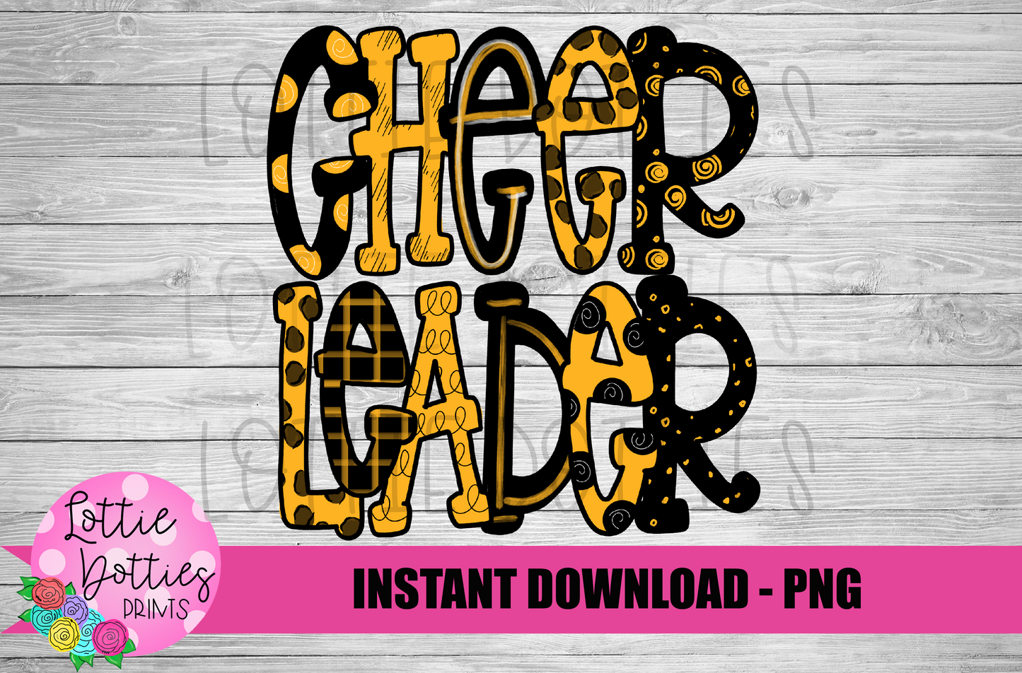 Cheerleader Png - Cheerleader Sublimation File- Black and Gold Instant download - Digital Download