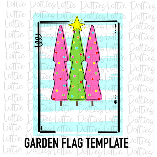 Christmas Tree Flag Template Png - Christmas Sublimation- Digital Download
