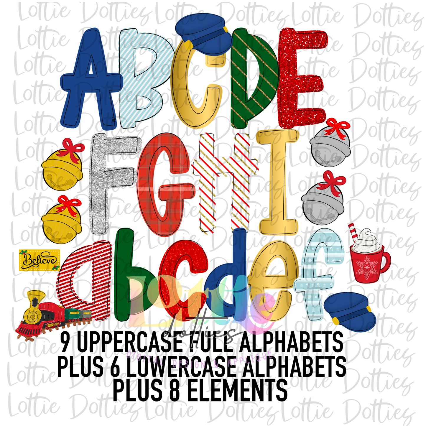 Christmas Train Alphabet - Alpha Pack - Alphabet Clipart - Instant Download - Christmas Alpha Pack