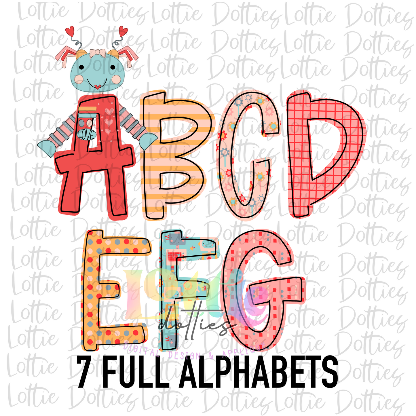 Love Bot Alpha - Love Machine - Valentine’s Day Alpha - Alphabet Clipart - Instant Download - Alpha Pack