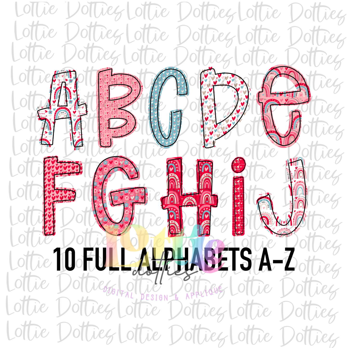 Valentine Rainbow Alpha - Alpha Pack - Alphabet Clipart - Instant Download - Alpha Pack