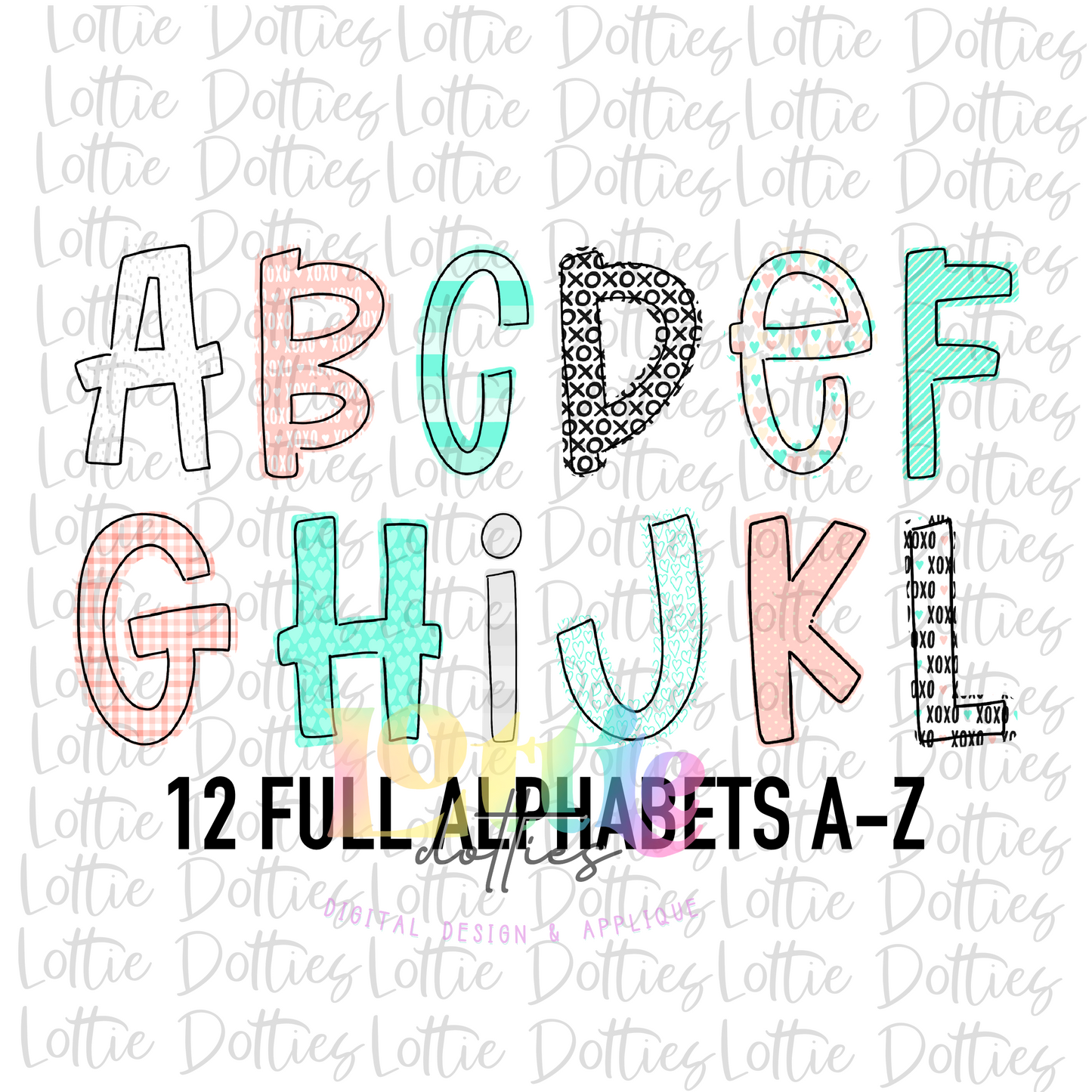 Mint Valentine Alpha - Alpha Pack - Alphabet Clipart - Instant Download - Alpha Pack