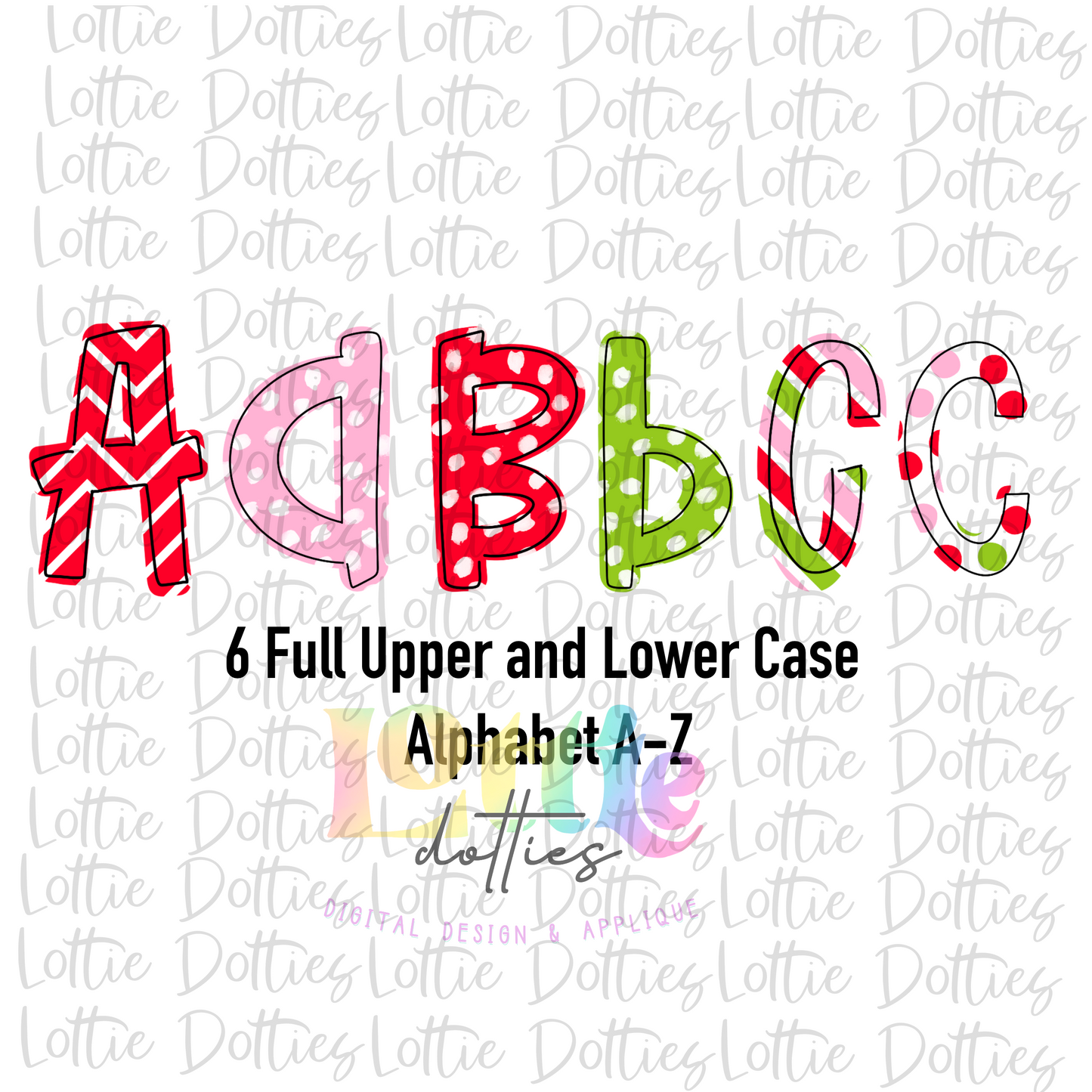Whimsical Christmas Alphabets - 6 Full Upper and Lower Case A-Z Alpha Pack - Alphabet Clipart - Instant Download - Pirate