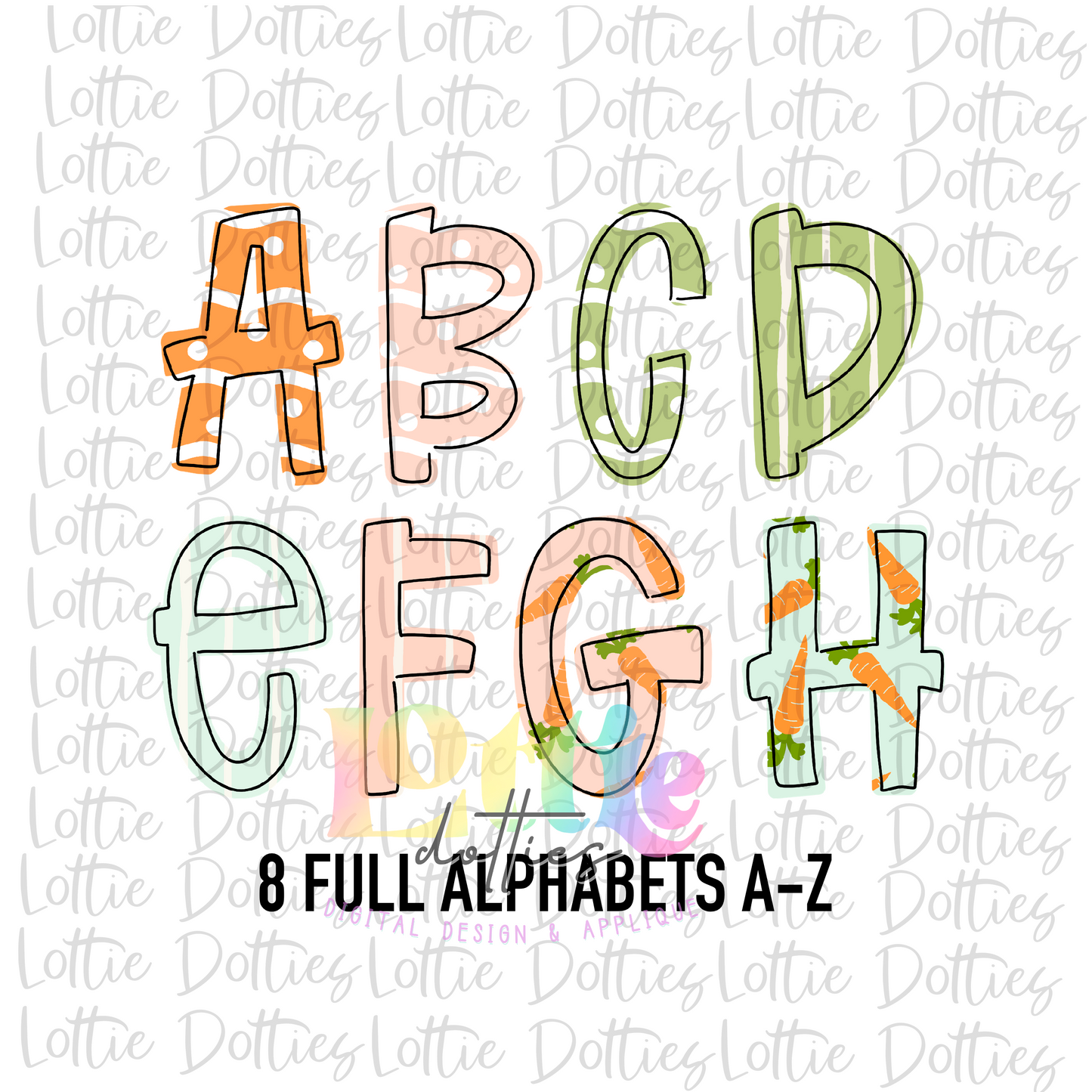 Bunny & Carrot Alpha Pack - Alphabet Clipart - Instant Download - Alpha Pack