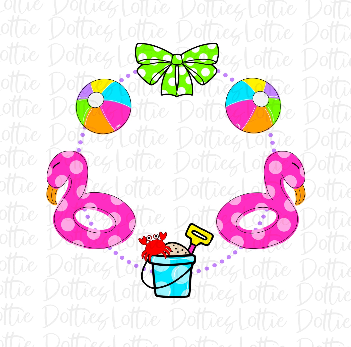 Summer monogram frame Png - flamingo clipart - summer design - Instant Download