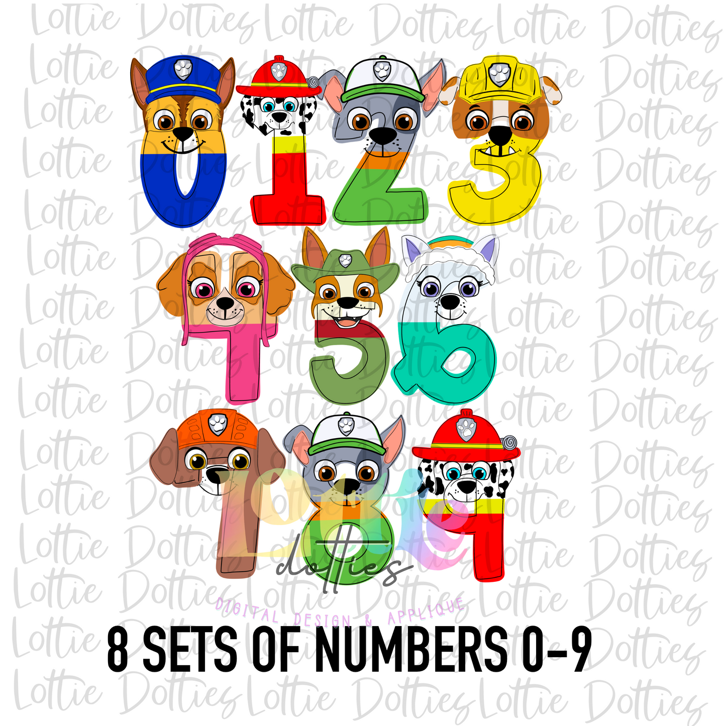 Dog Patrol Number Alpha - Alpha Pack - Number Clipart - Instant Download - Alpha Pack