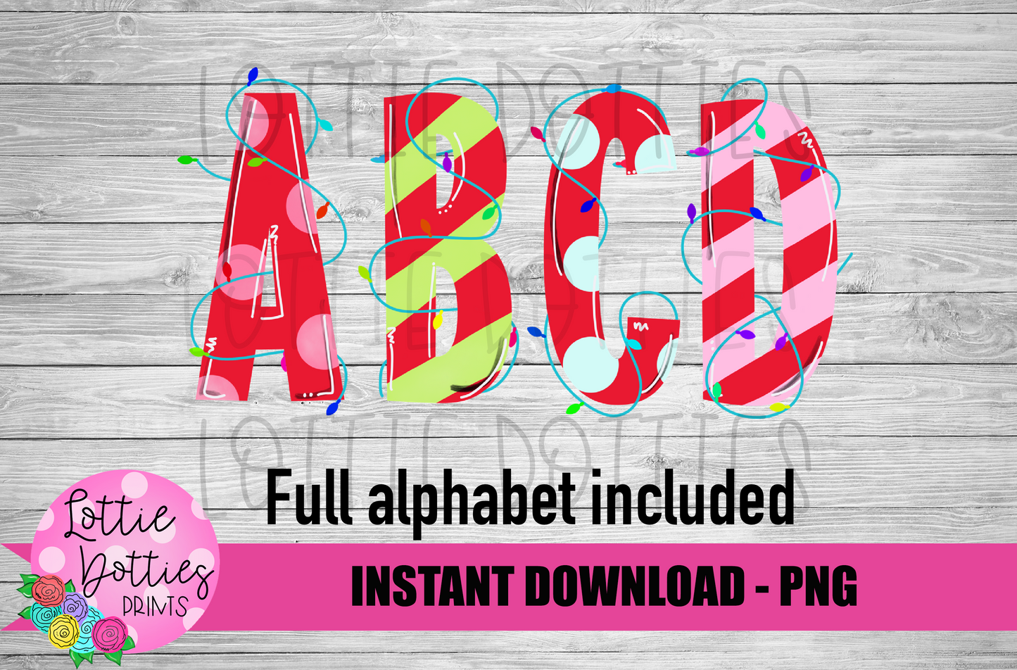 Christmas lights Alphabet - Alpha Pack - Alphabet Clipart - Instant Download - Christmas Alpha Pack