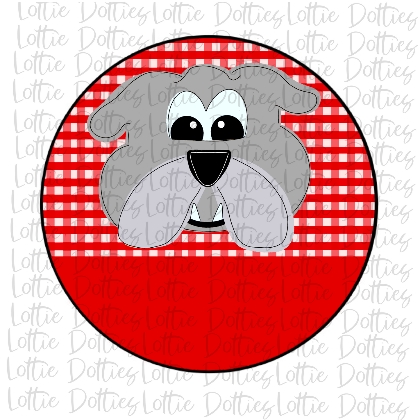 Bulldog Circle Png - Red and White - Sublimation Design- Digital Download