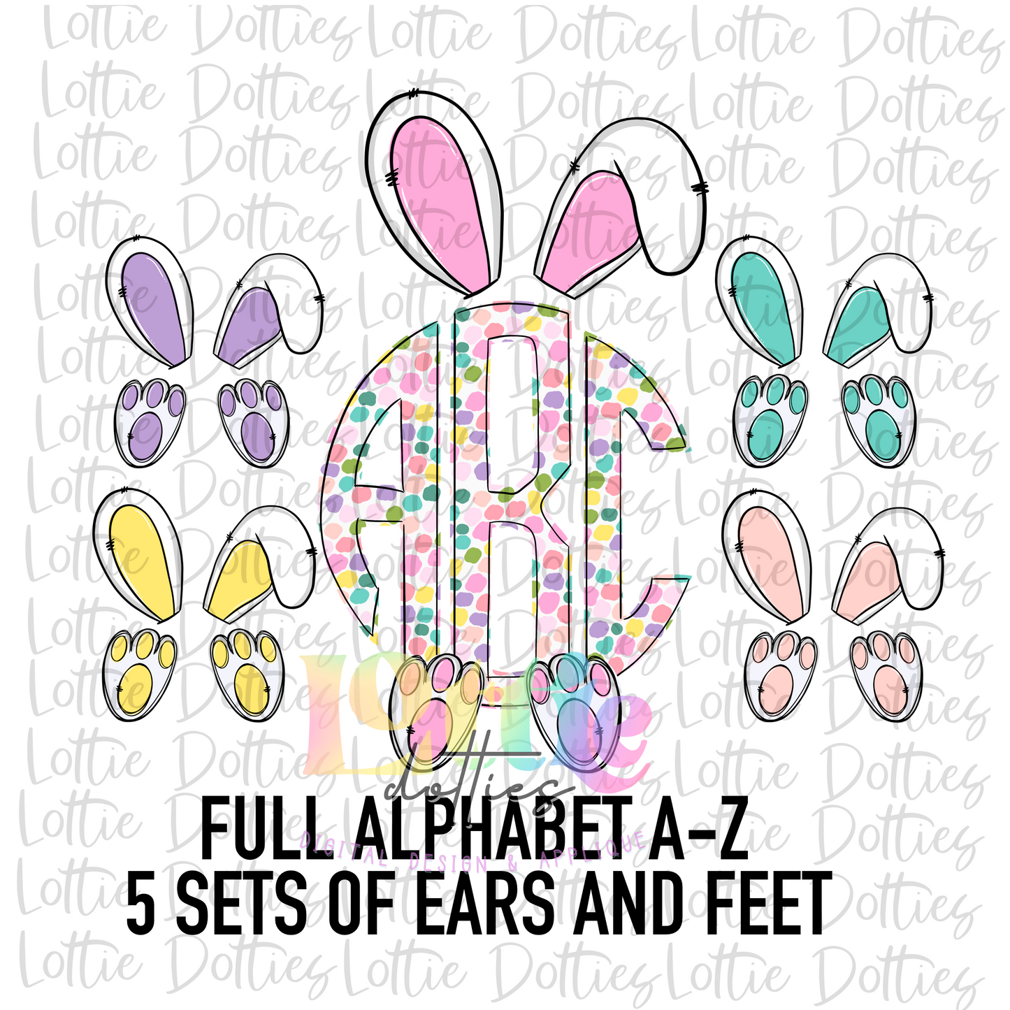 Easter Bunny Scallop Monogram Alphabet - Alpha Pack - Alphabet Clipart - Instant Download no
