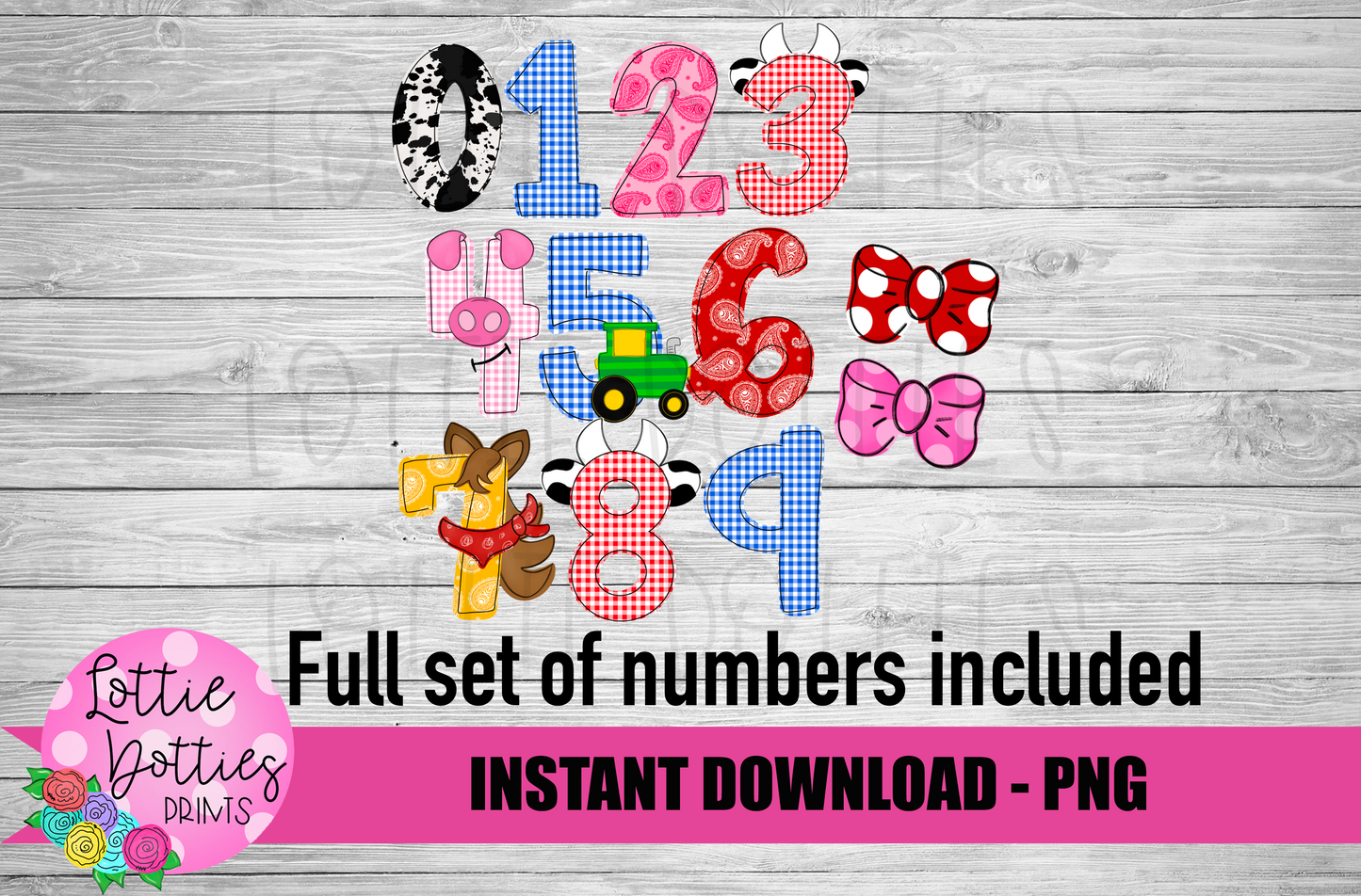 Farm Numbers - Numbers Alpha Pack - Alphabet Clipart - Instant Download - Alpha Pack