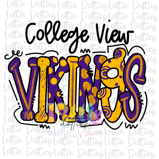 College View Vikings  PNG - Vikings Sublimation design - Digital Download